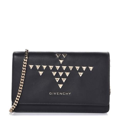 GIVENCHY Calfskin Studded Pandora Chain Wallet Medium Red 